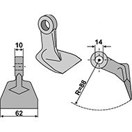 MARTEAU BROYEUR D.14 MC 4000243 CONNEL LARG.62 COTE DE MONTAGE 10 ADAPTABLE RAYON 88